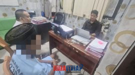 foto istimewa : Tersangka pencabutan saat di Hadapan Penyidik di dampingi Pengacara Nya Indra Dwiyulianto.Dayanun.SH