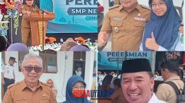 foto istimewa : Bupati Ir H.Amirudin.SP.MP.MM bersama Wabup Drs H.Furqanuddin.MM dan Kepsek MTsN 1 Banggai.Jamil Hasyim serta siswi MTsN 1 Banggai, Aqila Salsabila Al Hafiza dapat uang pembinaan 
