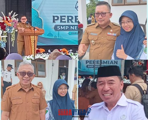 foto istimewa : Bupati Ir H.Amirudin.SP.MP.MM bersama Wabup Drs H.Furqanuddin.MM dan Kepsek MTsN 1 Banggai.Jamil Hasyim serta siswi MTsN 1 Banggai, Aqila Salsabila Al Hafiza dapat uang pembinaan
