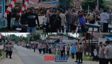 foto istimewa : Saat Kapolsek bersama Anggota Polsek batui buka Palang Jalan yang dipasang yang ditutup masa aksi demo