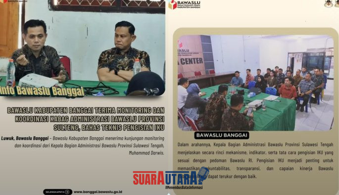foto istimewa : Kepala Bagian Administrasi Bawaslu Provinsi Sulawesi Tengah, Muhammad Darwis saat Berikan Sosialisassi IKU di hadapan Ketua dan jajaran Komisioner Bawaslu Banggai