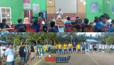 foto istimewa : Berikan Sambutan Camat Lobu Husein Ahmad.S.STP.M.Si pesan junjung tinggi sprortifitas  dalam pertandingan 