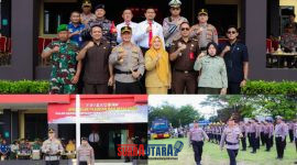 foto istimewa : Kapolresta banggai Kombes Pol Hendri Yulainto.S.I.K.M.H saat Pimpin Apel Kesiapsiagaan Karhutla dan perikanan Barisan 