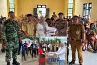 foto istimewa : perwakilan camat toili barat Penerima sumbangan 50 pasang sepatu oleh Kasubsektor IPDA I Kadek Sukrayana dari Perwakilan Perusahaan