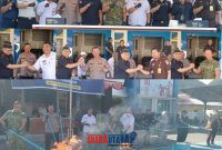 foto istimewa : Kepala Bea Cukai,Aldi Kapolresta,Kejaksaan negeri banggai, Dandim 1308/LB, Dan PN gelar pemurnahan BB Rokok minuman Ilegal.
