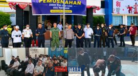 foto istimewa : Kepala KUPP Kls II Luwuk Hasfar Hadiri Pemisnahan Barang Bukti Rokok ilegal dan minuman Beralkohol ilegal