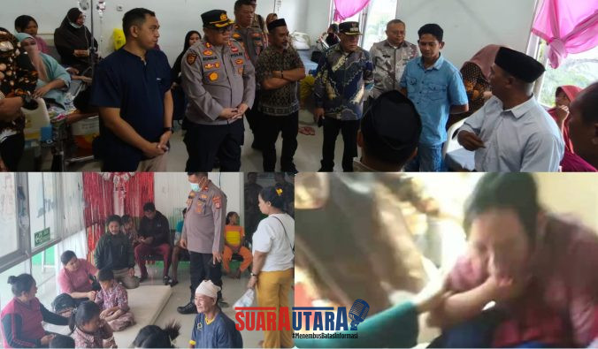 foto istimewa : Tampak Kapolres Bangkep AKBP Ronaldus Dan Kapolsek Totikum Selatan Jenguk para Siswi yang keracunan MBG