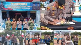 foto istimewa : Kapolda Sulteng Irjend Pol Nasri Lakukan Penyematan Tanda Bets dan Penandatangan  prasasti Polresta Banggai dan Polres Balut 