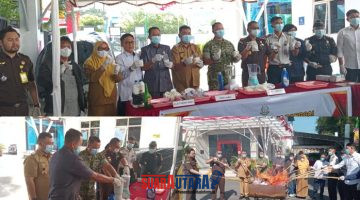 foto istimewa : Kejari Banggai Akbar.SH.MH, bersama Jajaran Unsur Forkopimda Laksanakan Pemusnahan Barang Bukti dengan cara di bakar dan di blender 