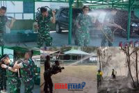 foto istimewa : Anggota kodim 1308/LB semangat ikuti Simulasi Atasi Kebakaran 