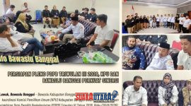 foto istimewa : Tampak Robongan Bawaslu di sambut oleh Jajaran Anggota dan sekertariat KPU Banggai di kantornya 