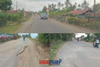 foto istimewa : Beginilah Kondisi jalan Di desa Pandanwangi dan Desa Dongin yang semakin Parah rawan kecelakaan serta penerangan jalannya.