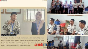 foto istimewa : Anggotan Komisioner Bawaslu Arkamulhak Dayanun, S.Pd., didampingi Nizlawati M.S. Kono, S.H., saat lakukan pembicaraan bersama jajaran lapas kls II Luwuk.