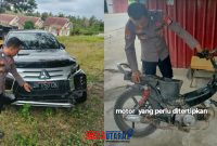 foto istimewa : Barbuk motor pertemanan tanpa plat nomor dan mobil pajero