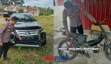 foto istimewa : Barbuk motor pertemanan tanpa plat nomor dan mobil pajero