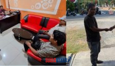 foto istimewa : Tampak pelaku pencurian dan pemilik motor di hadapan anggota polsek saat gelar RJ