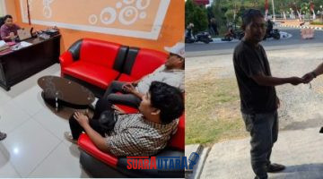 foto istimewa : Tampak pelaku pencurian dan pemilik motor di hadapan anggota polsek saat gelar RJ