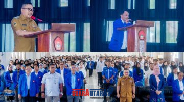 foto istimewa : Bupati banggai Ir H.Amirudin.SP.MP.MM saat Buka dan berikan Pesan Mahasiswa Peka terhadap Gempa