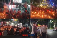 foto istimewa : 62 Personel Polresta Banggai serta Polsek Kota  Amankan Aksi Seribu Lilin Aliansi Untika Melawan