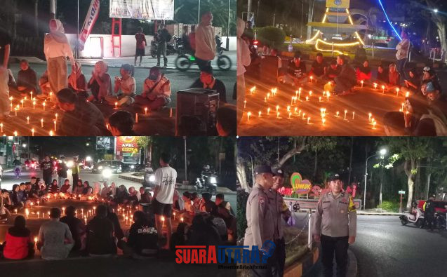 foto istimewa : 62 Personel Polresta Banggai serta Polsek Kota Amankan Aksi Seribu Lilin Aliansi Untika Melawan