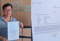 foto istimewa : Steven Lianto Saat Usai Buka Laporan penyerobotan lahan di Kelurahan  maahas 