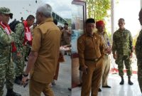 foto istimewa : Danrem132/TDL Brigjen TNI Suntara Wisnu Tiba langsung disambut Bupati Balut Sofyan Kaefa dan jajaran unsur forkopimda