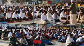 foto istimewa : Tampak para jamaah yang lakukan sholat istogosa 