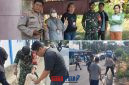 foto tampak Babinsa dan Bhabinkamtibmas lakukan kerja bakti
