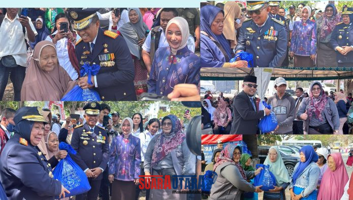 foto istimewa : Gubernur Anwar Hafid bersama Wagub Reni Lamajido dan Bupati Amirudin serta Kadisos Haryadi Bola serahkan Langsung Sembako pada warga banggai 
