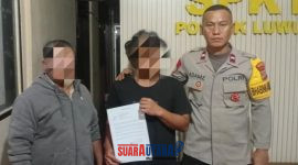 foto istimewa : Kedua pelaku bertengkar di damaikan oleh Anggota polsek luwuk