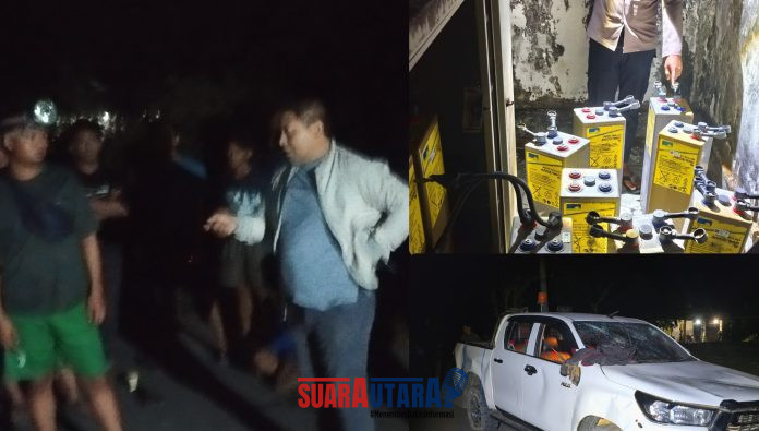foto istimewa : Kapolsek Lamala Iptu I Wayan Sukarman saat lakukan TKP Tower ada Modus pengambilan Baterai Tower