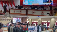 foto istimewa : Bupati Ir H Amirudin.SP.MP.MM Saat lakukan pengambilan sumpah jabatan di Saksikan d
