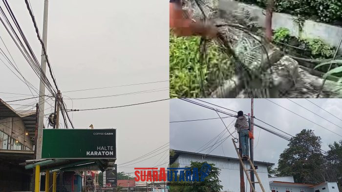 foto istimewa : Tampak banyaknya Kabel yang semberaut di dalam kota luwuk tanpa ada tindakan merapikan 