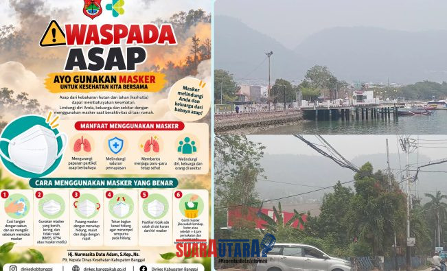 foto istimewa : Tampak Brosur peringatan Dari Pemda banggai dan BPBD, Dinkes serta begini kondisi Udara kota luwuk