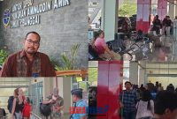 foto istimewa : Kepala Seksi Jasa Kerja Sama Kantor Unit Penyelenggara Bandar Udara (UPBU) Kelas II Syukuran Aminuddin Amir Luwuk, Eko Budi Haryono dan kondisi para penumpangbtujuan makassar dan manado