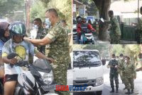 foto istimewa  : Dandim 1308/LB Letkol Inf Cepi  turun langsung Bagikan Masker pada Masyarakat yang melintas di depan Kodim