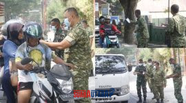 foto istimewa  : Dandim 1308/LB Letkol Inf Cepi  turun langsung Bagikan Masker pada Masyarakat yang melintas di depan Kodim
