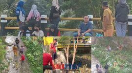 foto istimewa  : Saat para jajaran kelurahan soho turun di sungai Bersihkan sampah di sepanjang bantaran suara