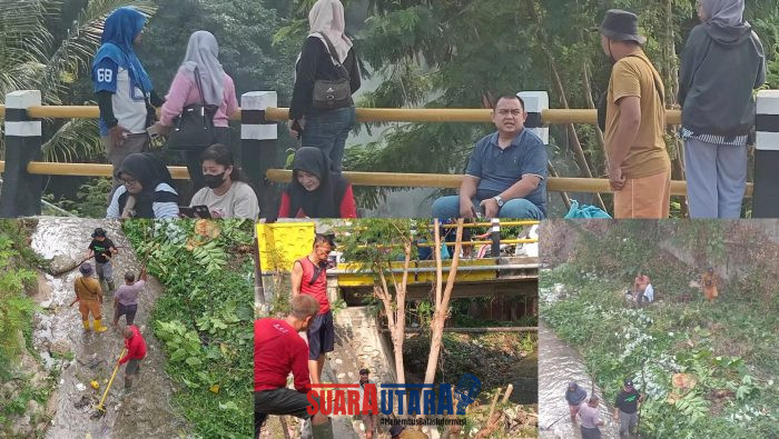 foto istimewa  : Saat para jajaran kelurahan soho turun di sungai Bersihkan sampah di sepanjang bantaran suara