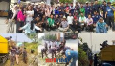 foto istimewa : Tampak Camat dan lurah serta para anggota dan Staf ikut turun langsung pembagian
