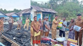 foto istimewa  : Saat Kadinsos Hariadi Bola.SH melihat langsung dan Serahkan Bantuan dari Bupati banggai bersama Tim