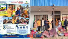 foto Istimewa : Hariadi Bola.SH Bersama Tim Serahkan Bantuan Korban Kebakaran kepada Warga