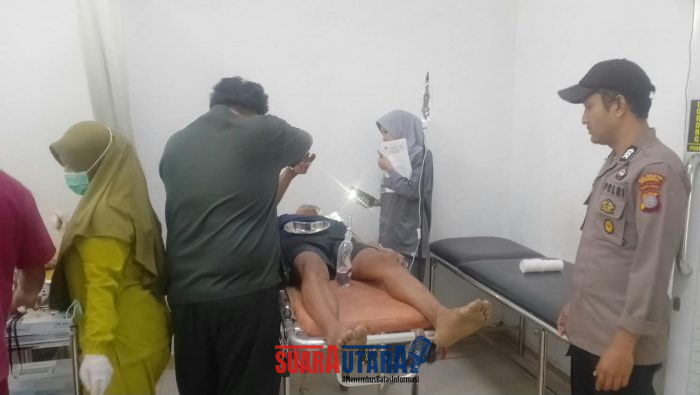 foto istimewa : Saat korban ditangani oleh petugas puskesmas
